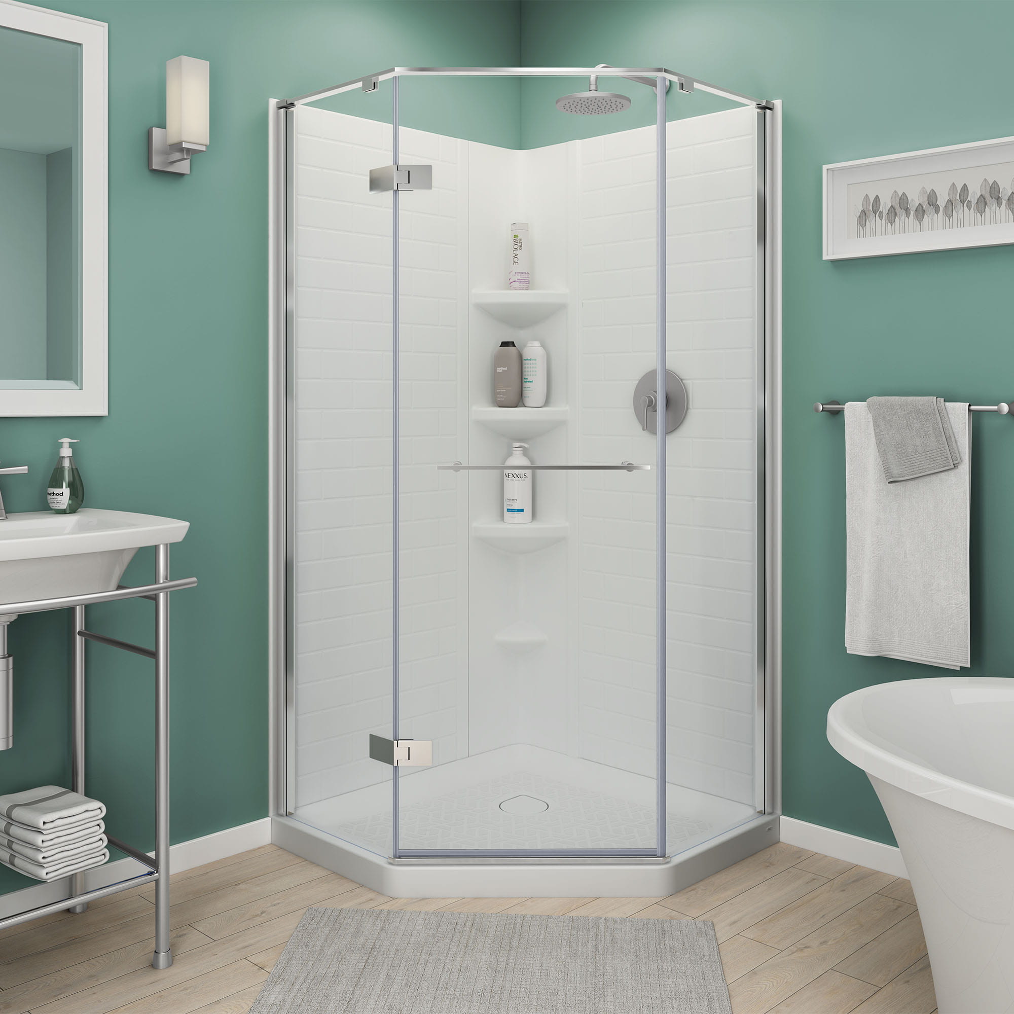 Elevate Framed 74inch NeoAngle Pivot Shower Door